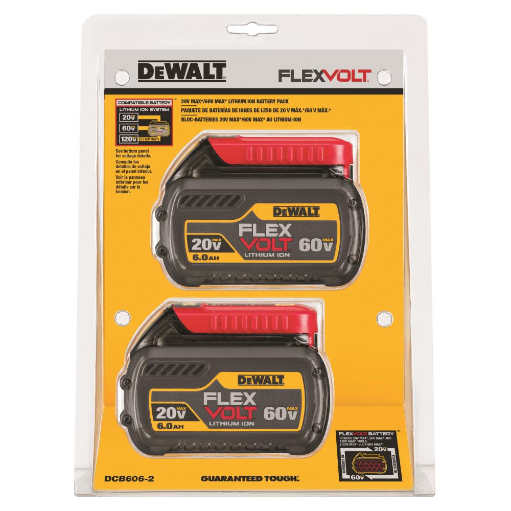 DEWALT 20V/60V MAX* FLEXVOLT 6.0 Ah Battery 2 pack - Ascmtools