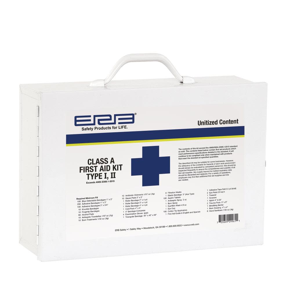 ERB Class A Metal Case Unitized First Aid Kit Type I II and III - Ascmtools