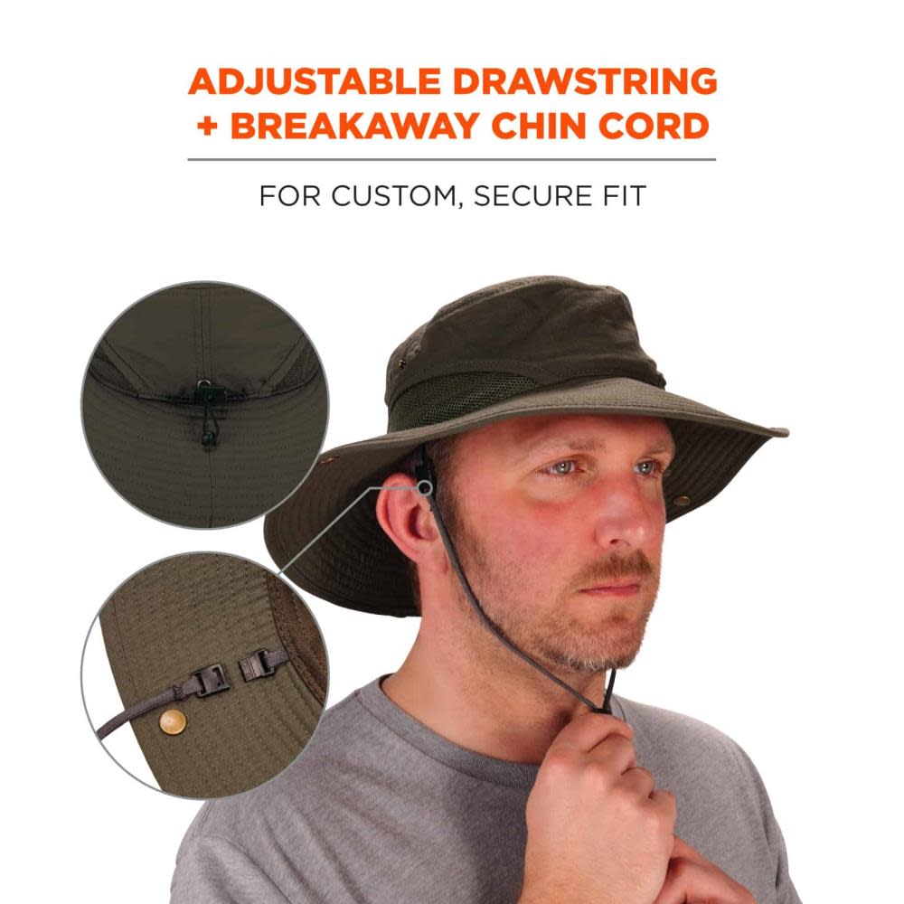 Ergodyne Chill Its 8936 Lightweight Ranger Hat with Mesh Paneling Olive S/M - Ascmtools