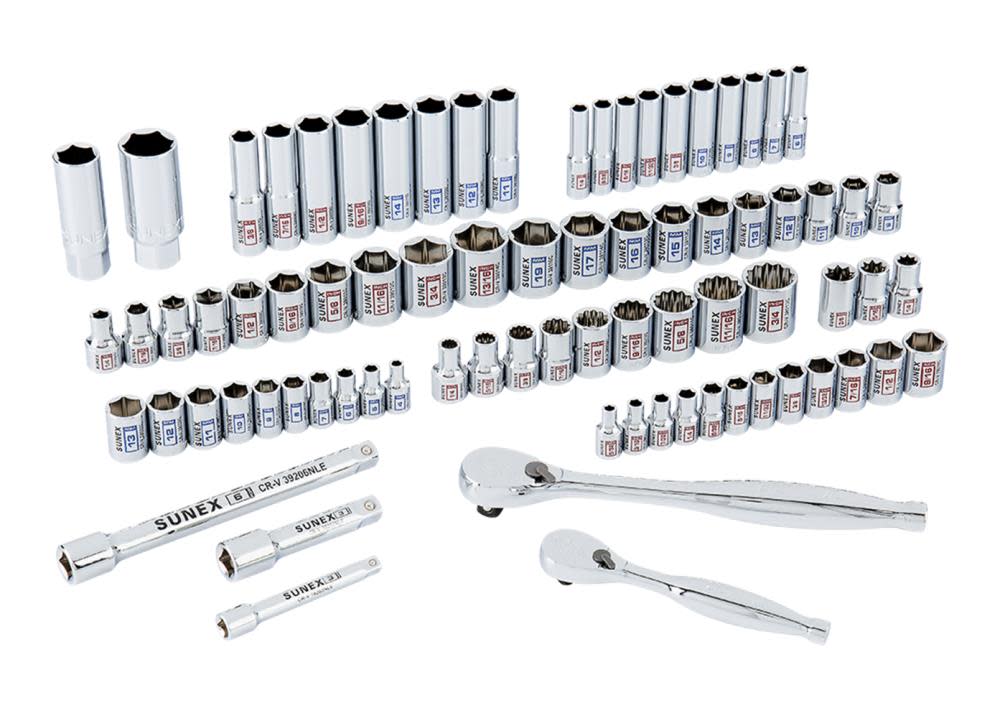 Sunex 79 Pc Chrome Socket Set 1/4 In. 3/8 In. Drive - Ascmtools