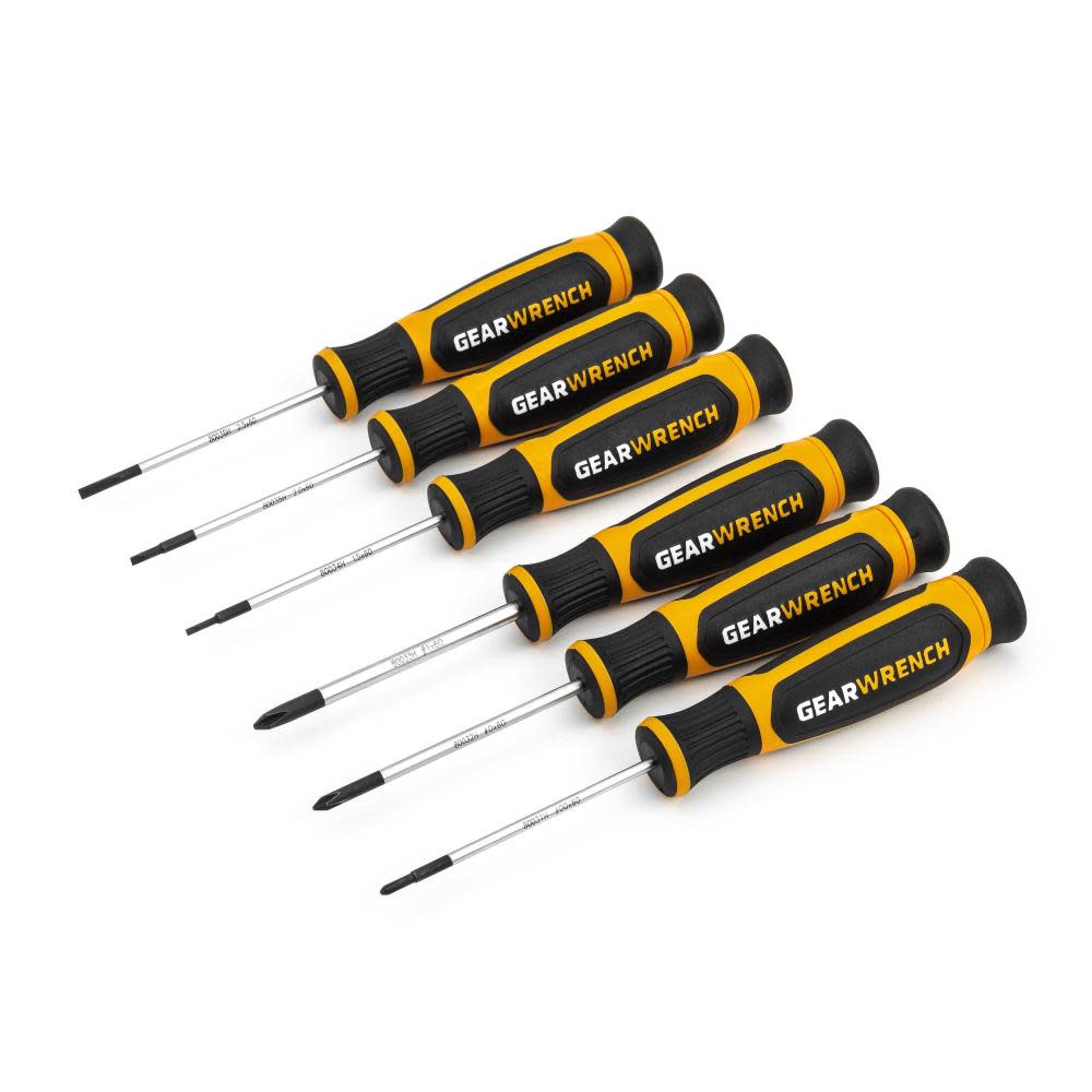 GEARWRENCH 6 Pc Phillips/Slotted Mini Dual Material Screwdriver Set - Ascmtools
