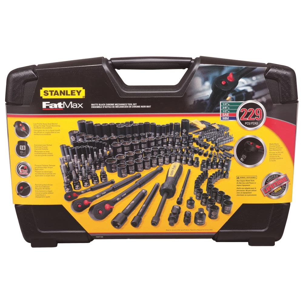 Stanley 229 pc Black Chrome Mechanic’s Tool Set - Ascmtools