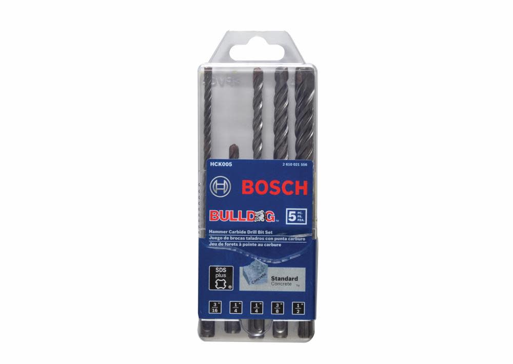 Bosch 5 Pc SDS-plus Bulldog Rotary Hammer Bit Set - Ascmtools