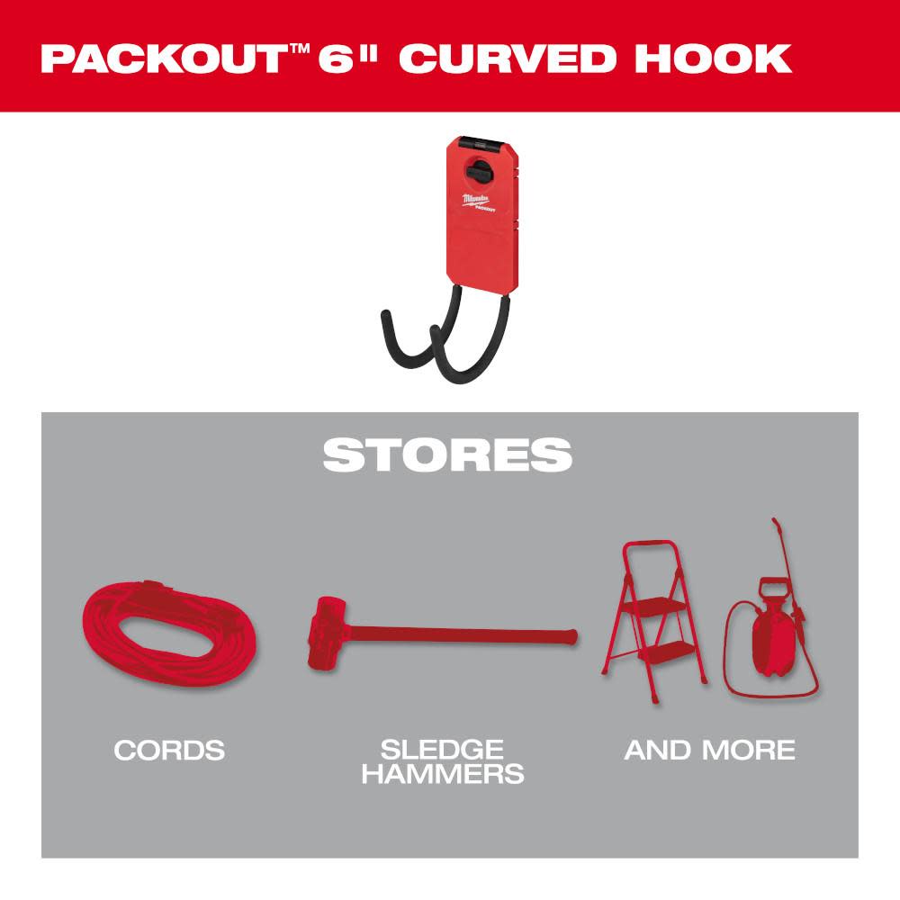 Milwaukee PACKOUT 6 Curved Hook - Ascmtools