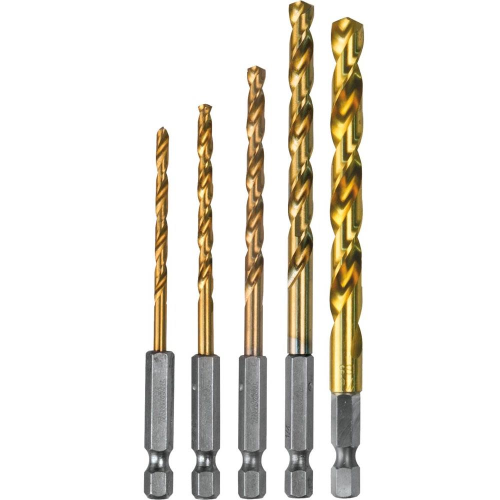 Makita 5 pc. Titanium Coated Drill Bit Set 1/4 in. Hex Shank - Ascmtools