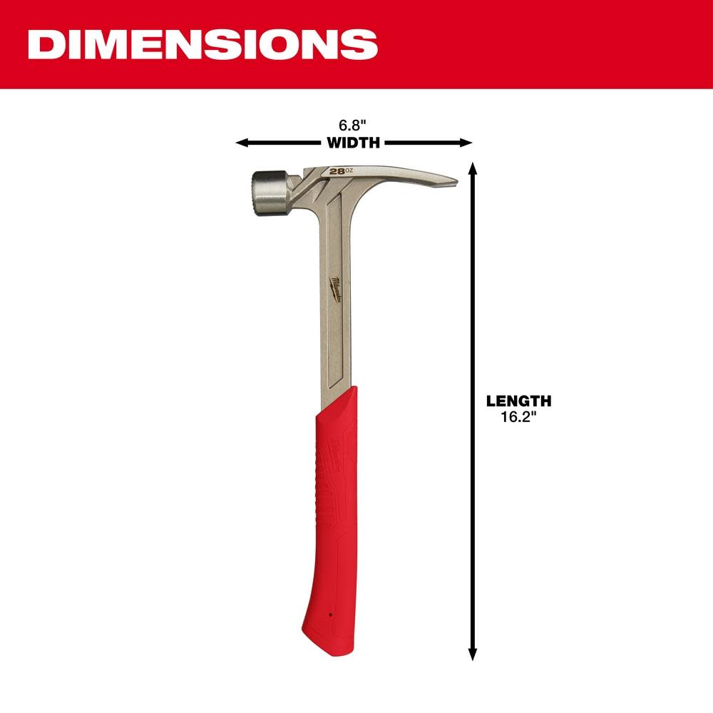 Milwaukee 28oz Milled Face Framing Hammer - Ascmtools