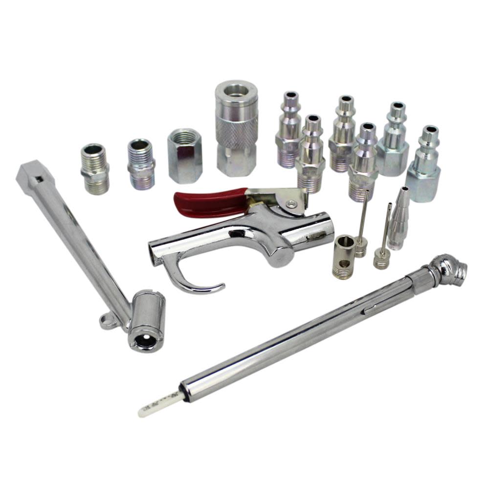 Milton EXELAIR EX0317BKIT – Blow Gun and Air Accessory Kit – Safety adapter Nozzle Tips Inflator Needles Dual Head Chuck Pencil Gauge M-Style Couplers/Plugs and Hex Nipple/Couplings – 150 PSI (17-Piece) - Ascmtools