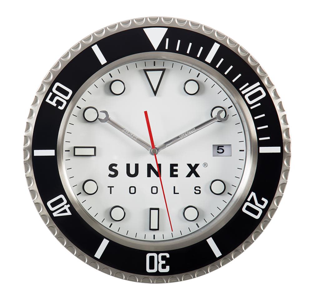 Sunex Stainless Steel Shop Clock - Ascmtools