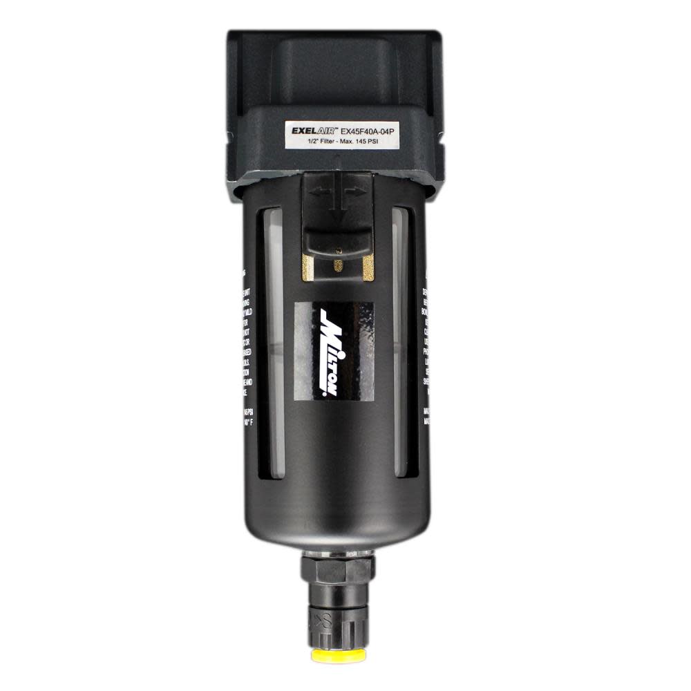 Milton EXELAIR FRL Air Filter – 1/2″ NPT – Polycarbonate Bowl Automatic Float/Overnight (EX45F40A-04P) - Ascmtools