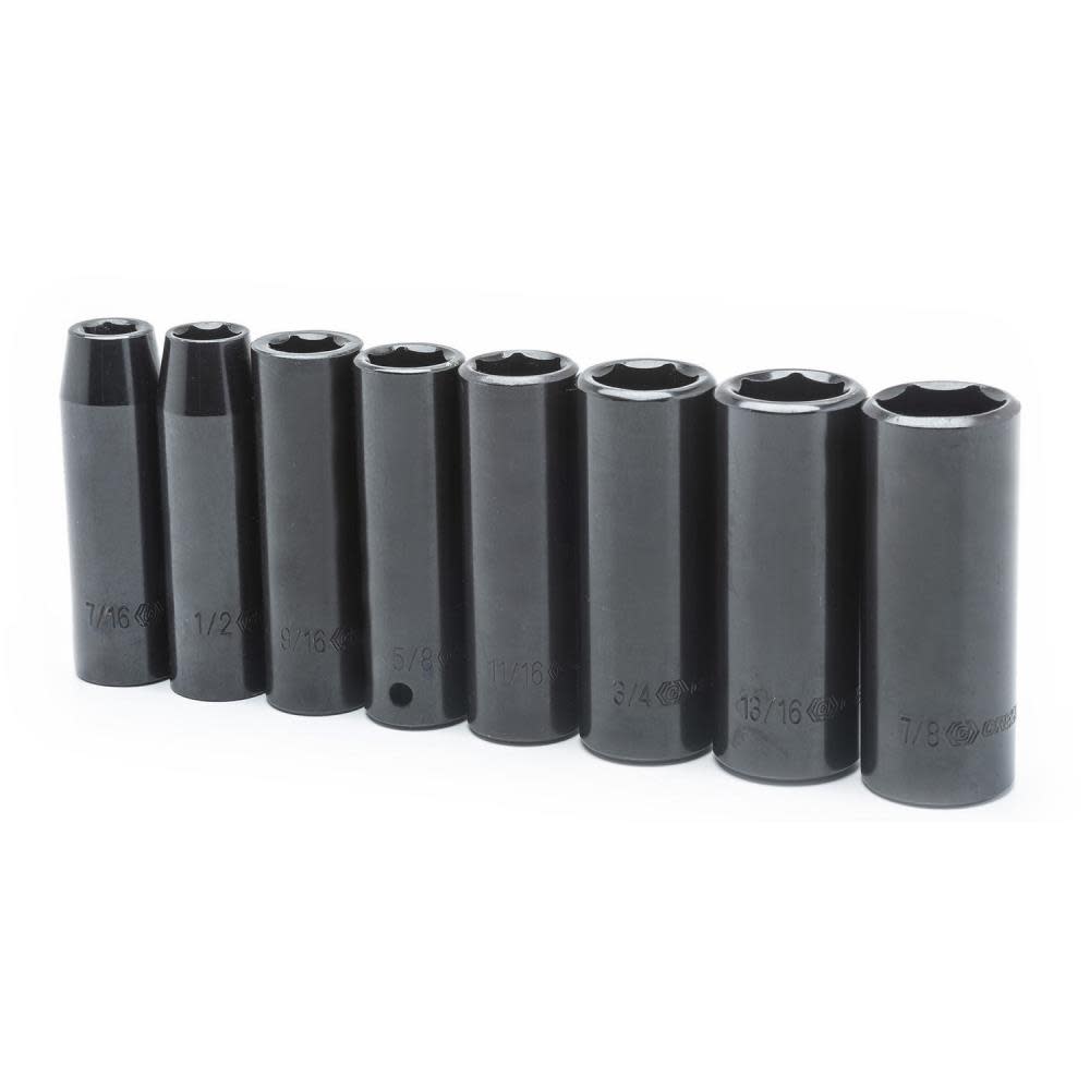Crescent Socket Set 8 Pc. 1/2 In. Drive 6 Point Deep SAE - Ascmtools