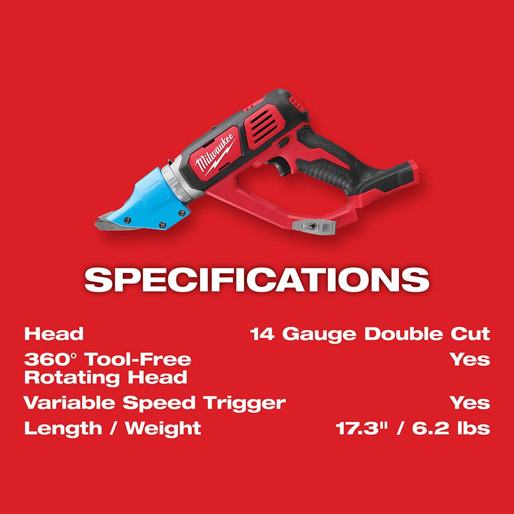 Milwaukee M18 Cordless 14 Gauge Double Cut Shear (Bare Tool) - Ascmtools
