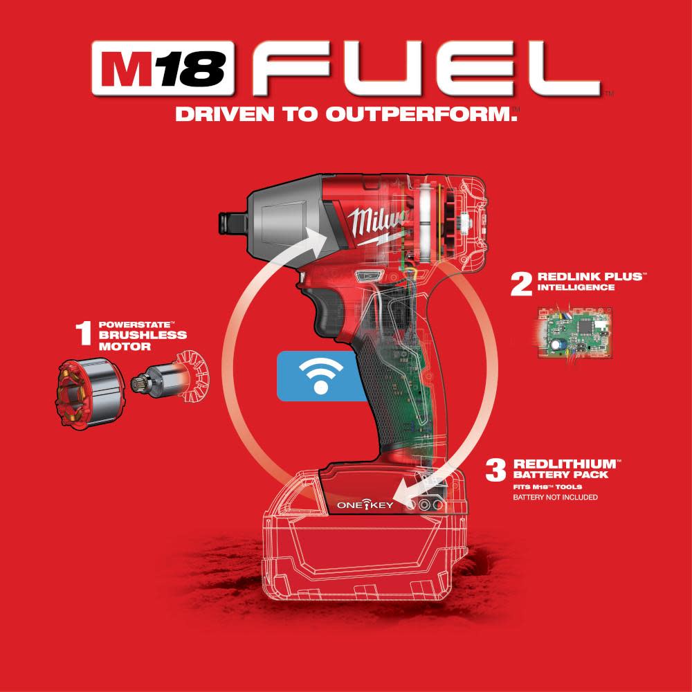 Milwaukee M18 FUEL 3/8 in. Compact Impact Wrench with Friction Ring with ONE-KEY - Ascmtools