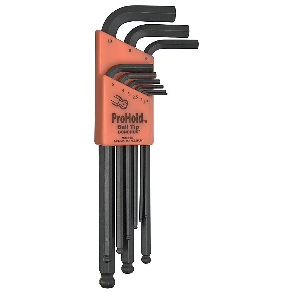 Bondhus Set 9 ProHold Balldriver L-wrenches - Ascmtools