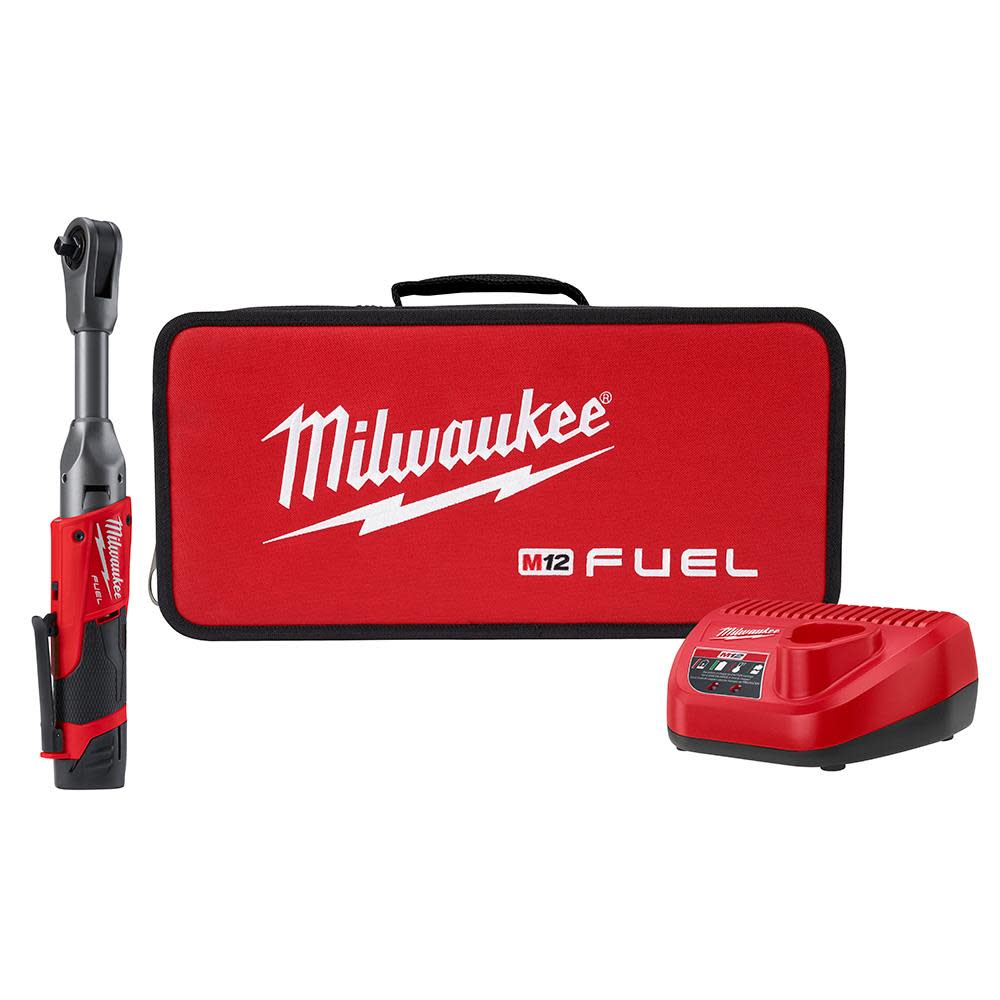 Milwaukee M12 FUEL 3/8 in. Extended Reach Ratchet 1 Battery Kit - Ascmtools
