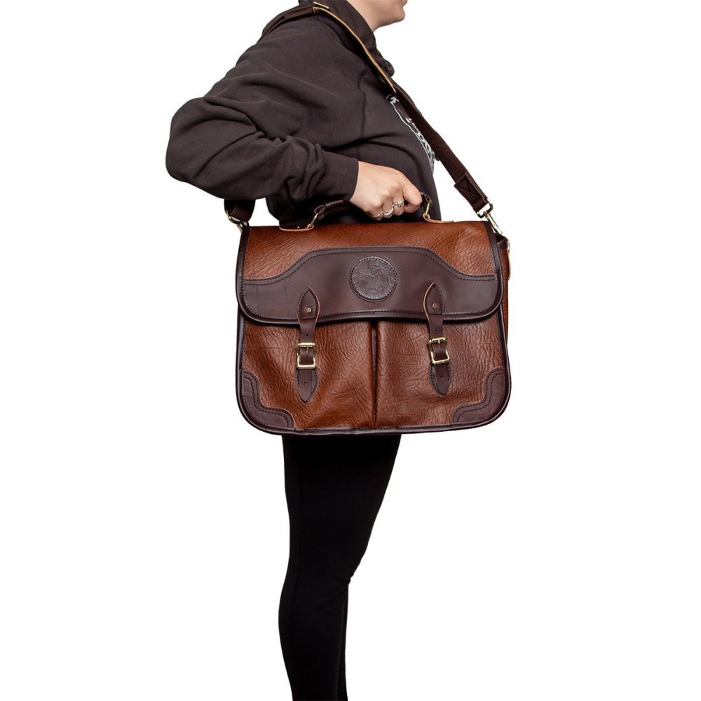 Duluth Pack 15 Liter Capacity Brown Trim Bison Leather Executive Briefcase - Ascmtools