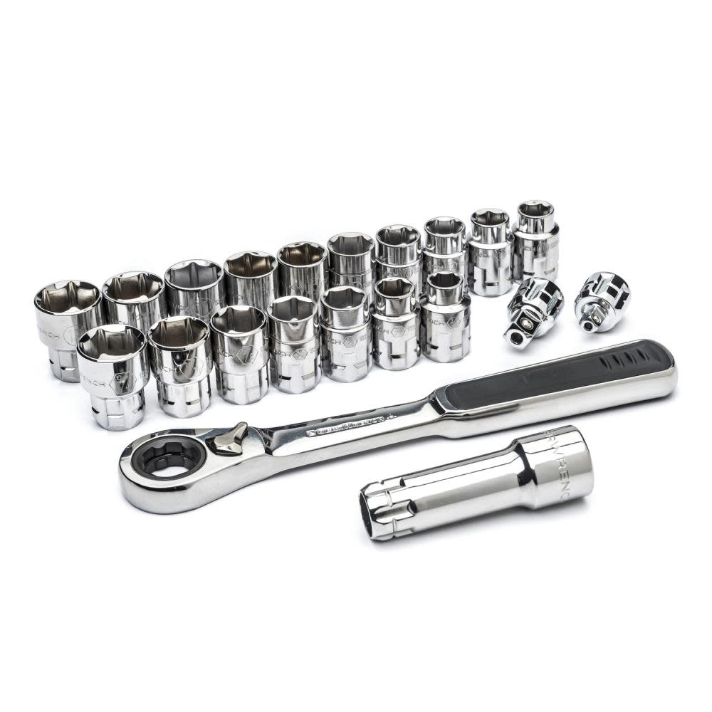 GEARWRENCH 21 Pc 3/8 In. Drive SAE/Metric Pass-Thru GearRatchet Mechanics Tool Set - Ascmtools