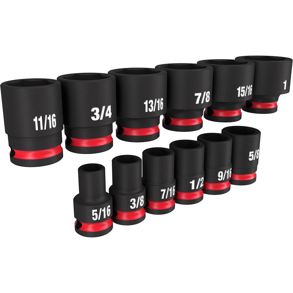 Milwaukee Impact Socket 3/8″ Drive SAE Standard 6 Point 12pc - Ascmtools