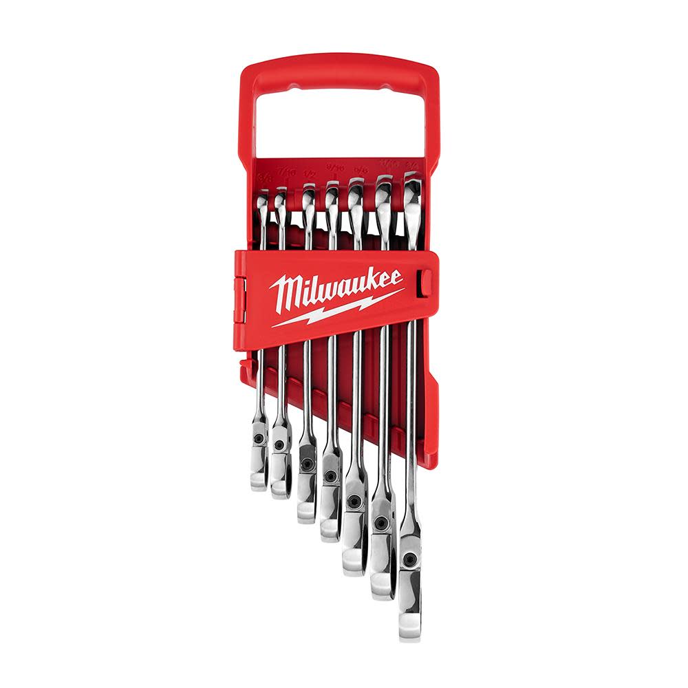 Milwaukee Combination Wrench Set SAE Flex Head Ratcheting 7pc - Ascmtools