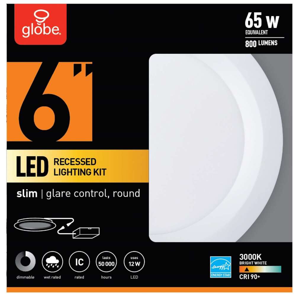 Globe Electric Ultra Slim Recessed Lighting Kit LED Glare Control - Ascmtools