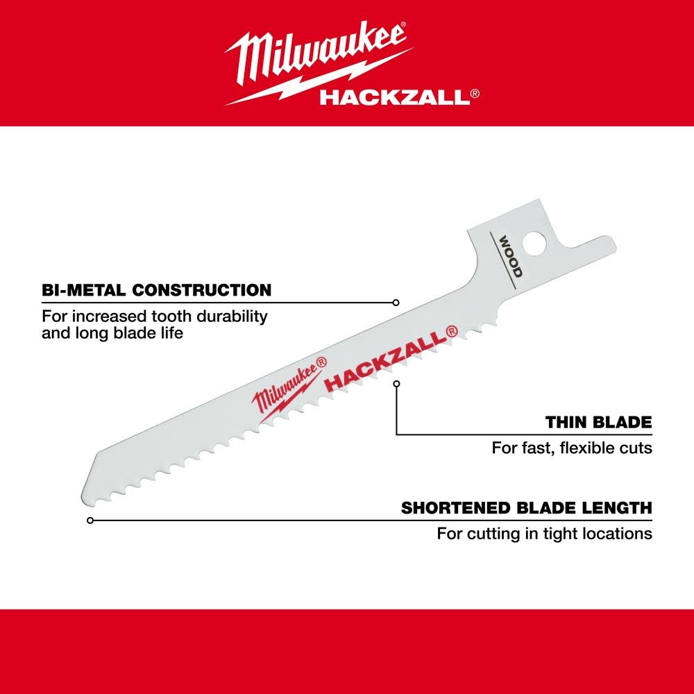 Milwaukee M12 HACKZALL Bi-Metal Blade – Wood Scroll 5PK - Ascmtools