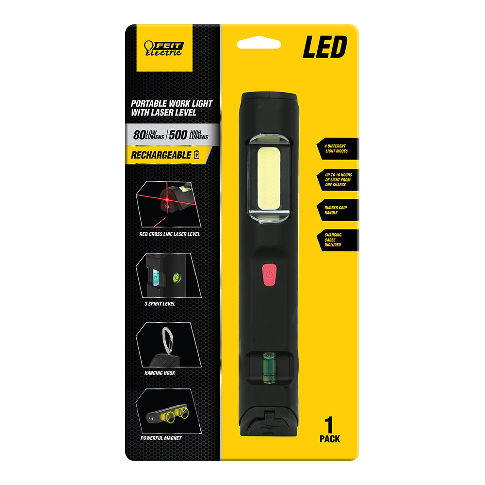 Feit Electric Rechargeable Handheld LED Worklight W/ Laser Level - Ascmtools
