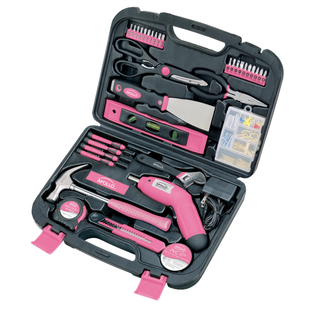 Apollo Precision Tools 135 Piece Household Tool Kit – Pink - Ascmtools