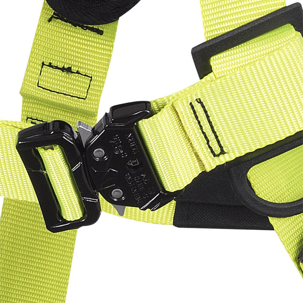 Peakworks PeakPro Plus Series Full Body Safety Harness with Positioning Belt Hi Vis Green Medium - Ascmtools