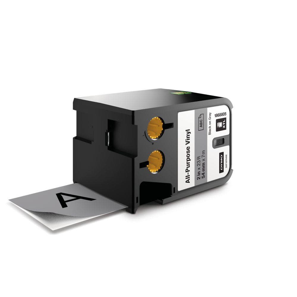 Dymo XTL 2 In. (54 mm) All-Purpose Vinyl Black On Grey - Ascmtools