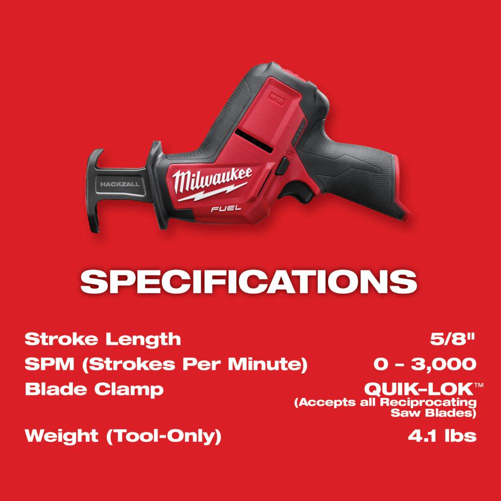Milwaukee M12 FUEL HACKZALL Reciprocating Saw Kit - Ascmtools