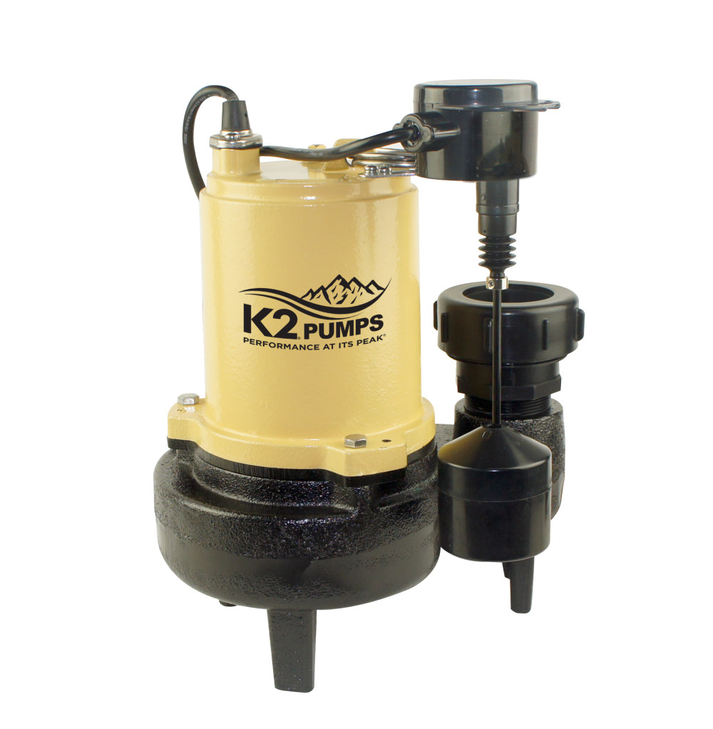 K2 Pumps Sewage Pump 1/2 HP Cast Iron with Piggyback Vertical Switch - Ascmtools