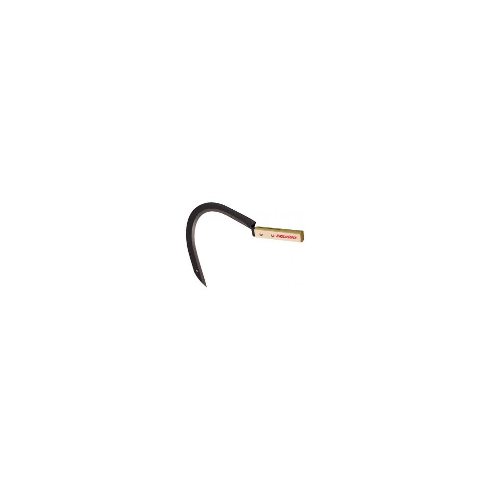 Razorback Handheld Tempered Steel Blade Grass Hook with Short Wood Handle - Ascmtools