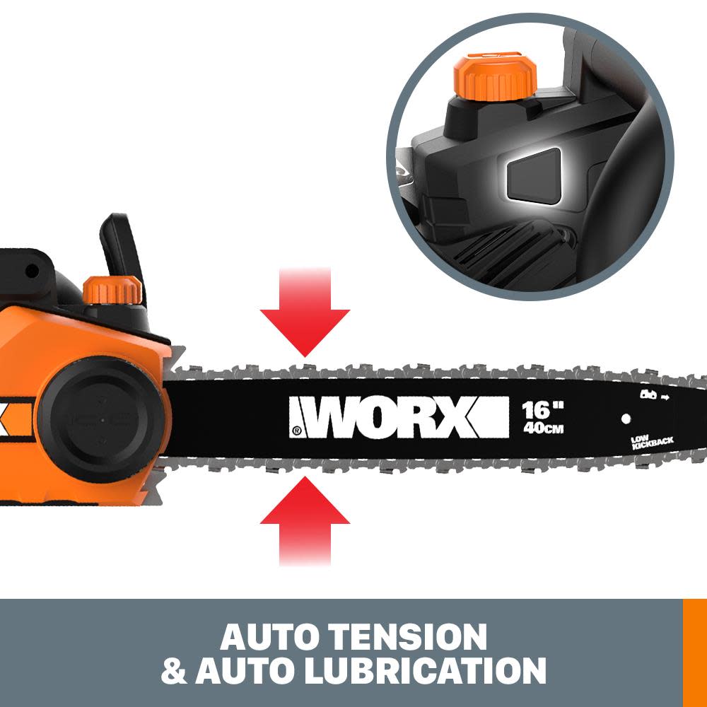 Worx 16 in. 15 amp Chainsaw Tool-free Tensioning and Chain Brake - Ascmtools
