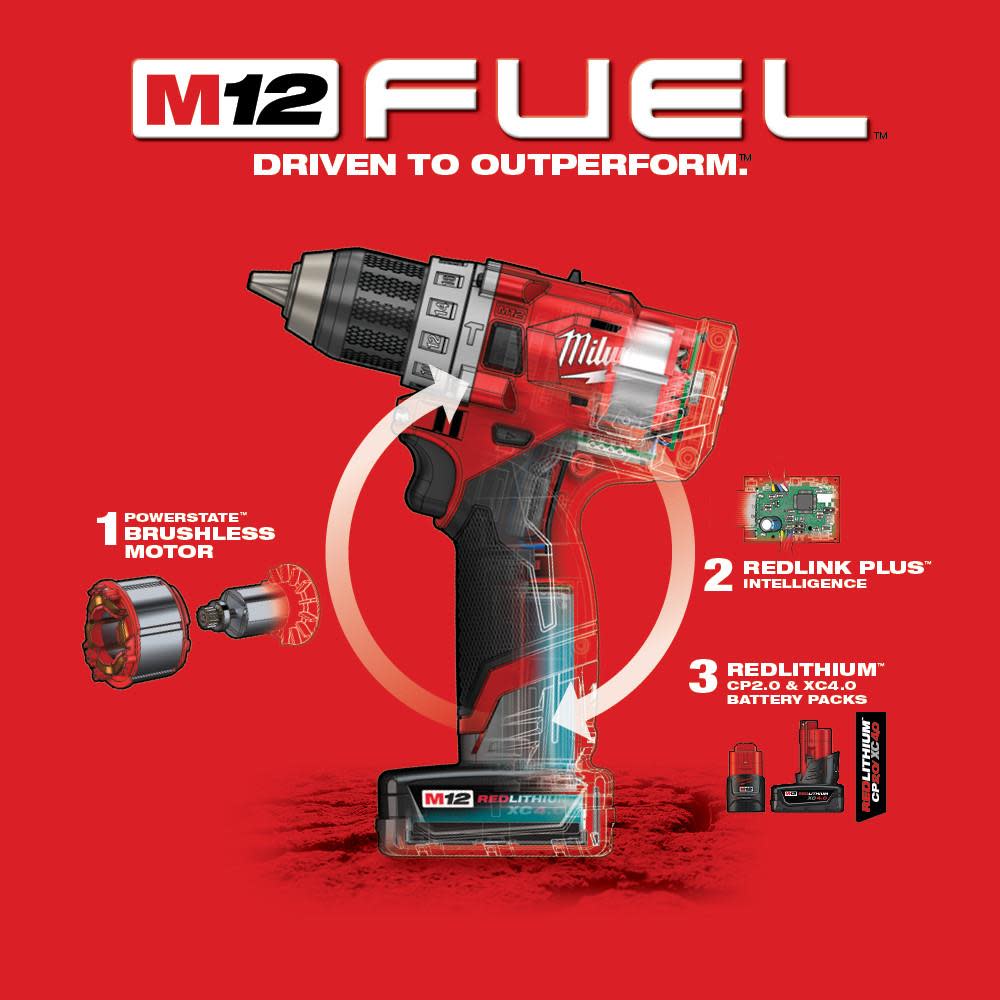 Milwaukee M12 FUEL 1/2 In. Hammer Drill Kit - Ascmtools