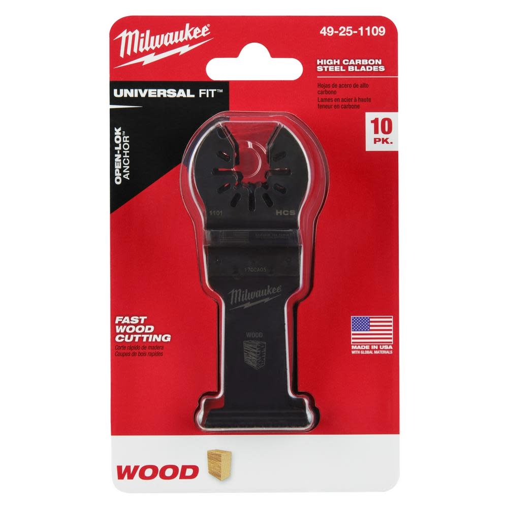 Milwaukee OPEN-LOK 1-3/8″ HCS WOOD BLADES 10PK - Ascmtools