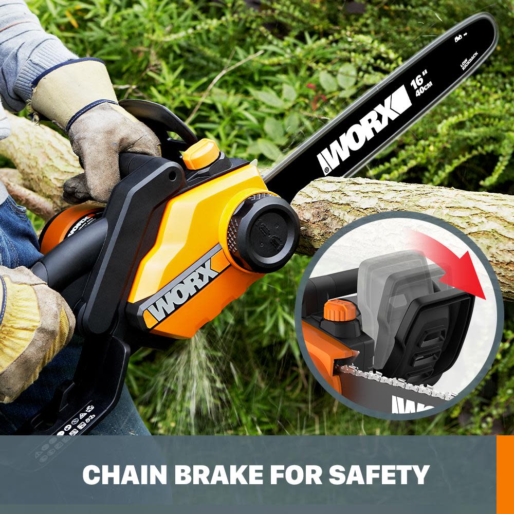 Worx 16 in. 15 amp Chainsaw Tool-free Tensioning and Chain Brake - Ascmtools
