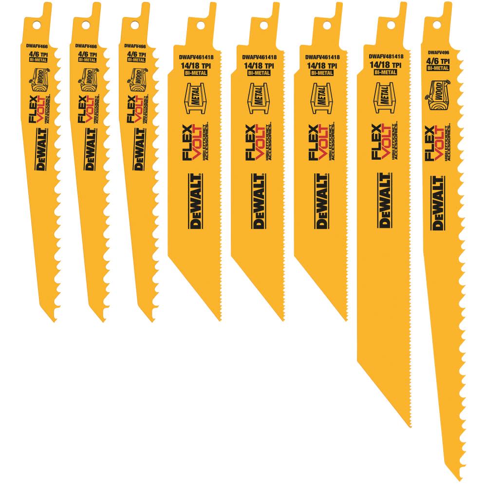 DEWALT FLEXVOLT Reciprocating Saw Blade Set- 8 Pack and 7-1/4-in 24T Saw Blades with ToughTrack Tooth Design – 3 pack - Ascmtools