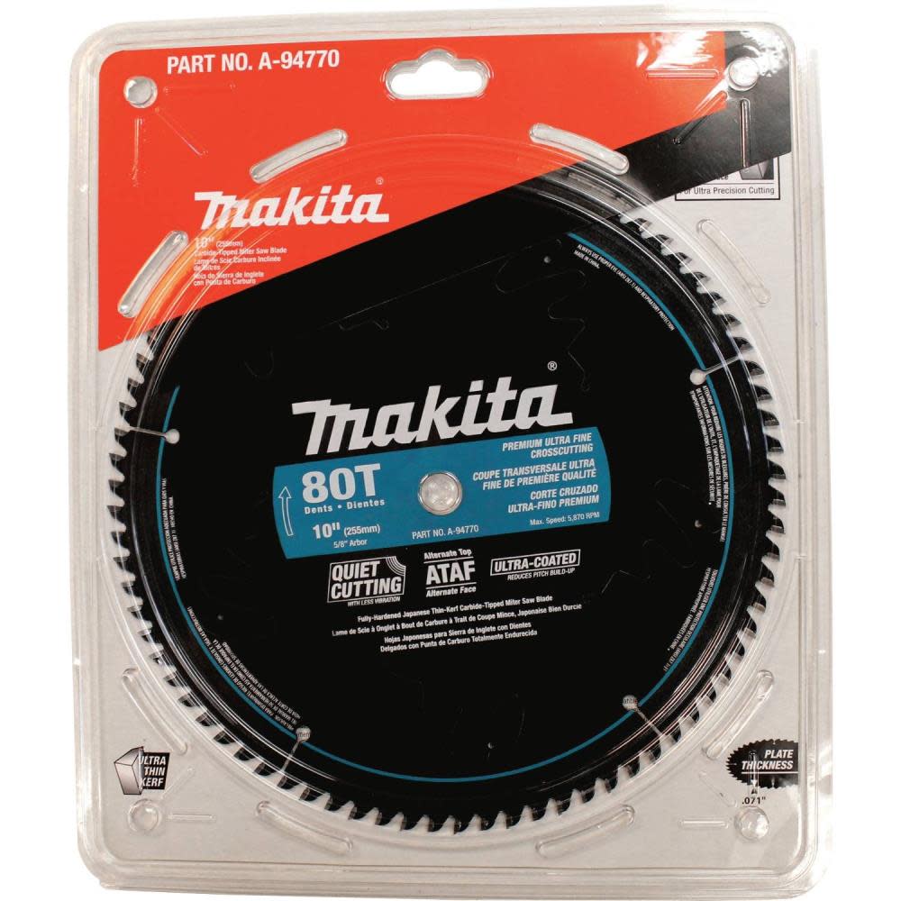 Makita 10 In. x 5/8 In. 80T Ultra-Coated Miter Saw Blade - Ascmtools