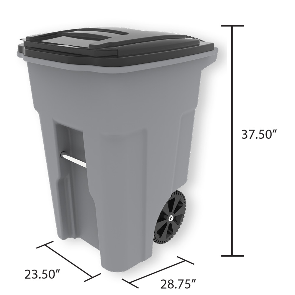 Toter 48 Gallon Trash Can with Smooth Wheels and Lid - Ascmtools
