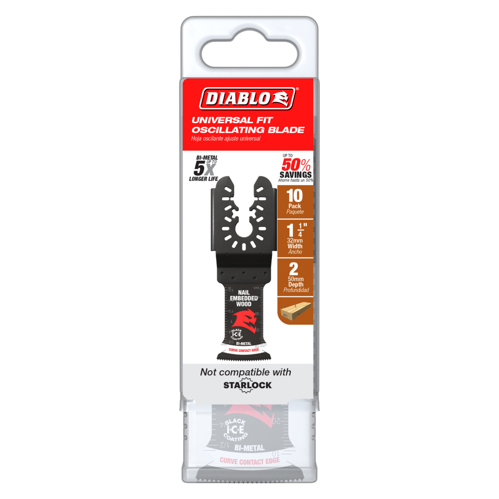 Diablo Tools 1 1/4″ Universal Fit Bi Metal Oscillating Blade for Nail Embedded Wood 10pk - Ascmtools