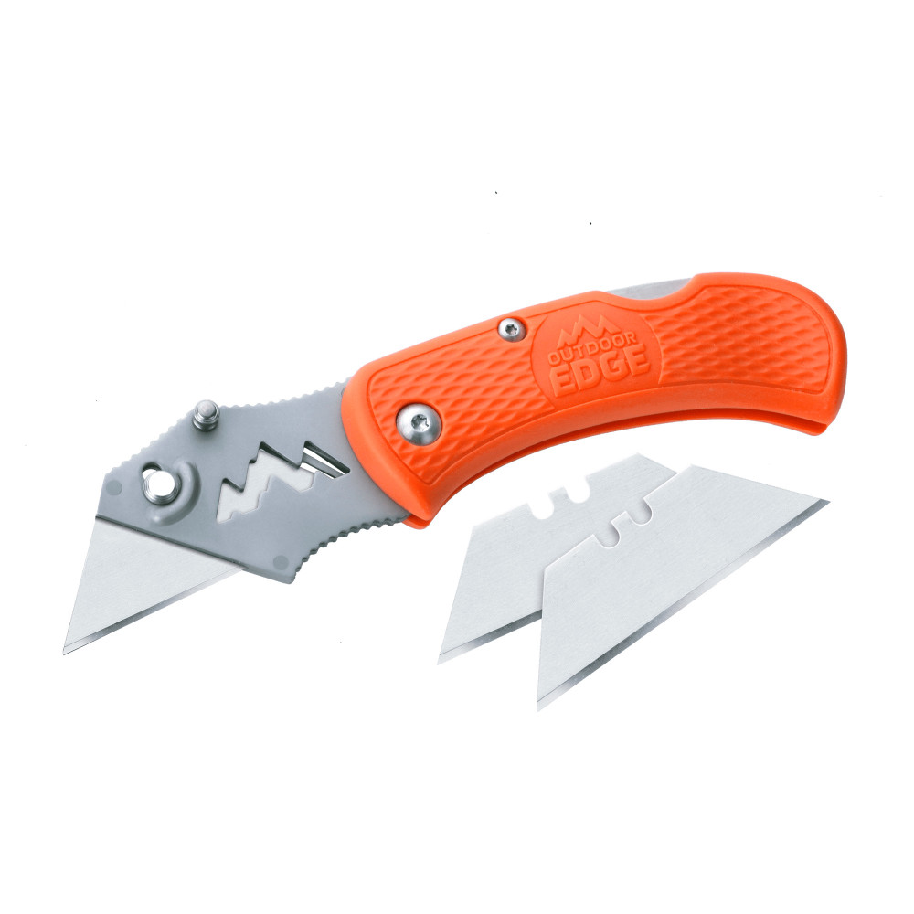 Outdoor Edge BOA Razor Folding Utility Knife with 3 Blades Orange - Ascmtools