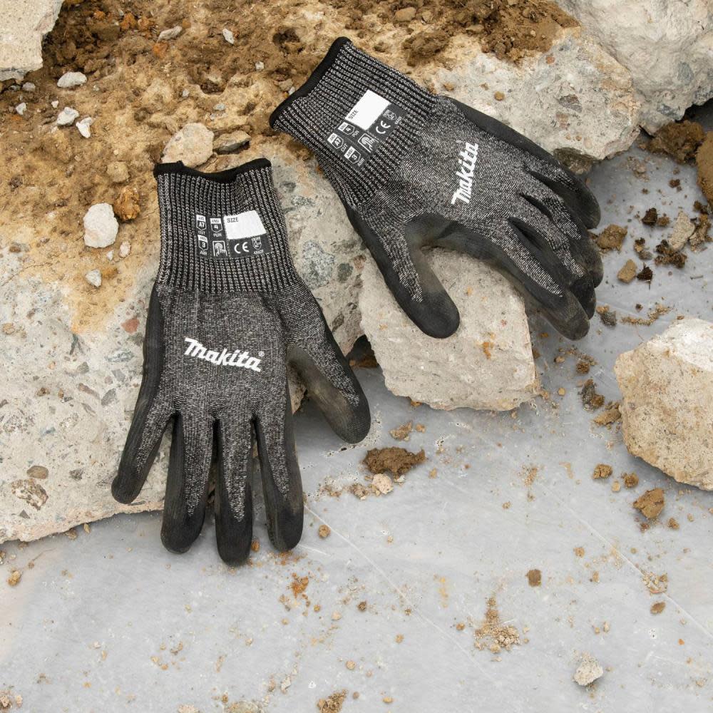 Makita Advanced FitKnit Gloves Cut Level 7 Nitrile Coated Dipped L/XL - Ascmtools