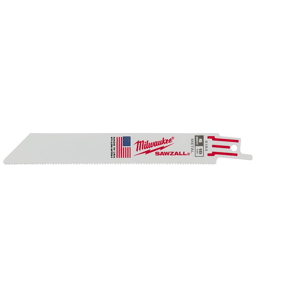 Milwaukee 6 in. 18TPI SAWZALL Blade 5PK - Ascmtools