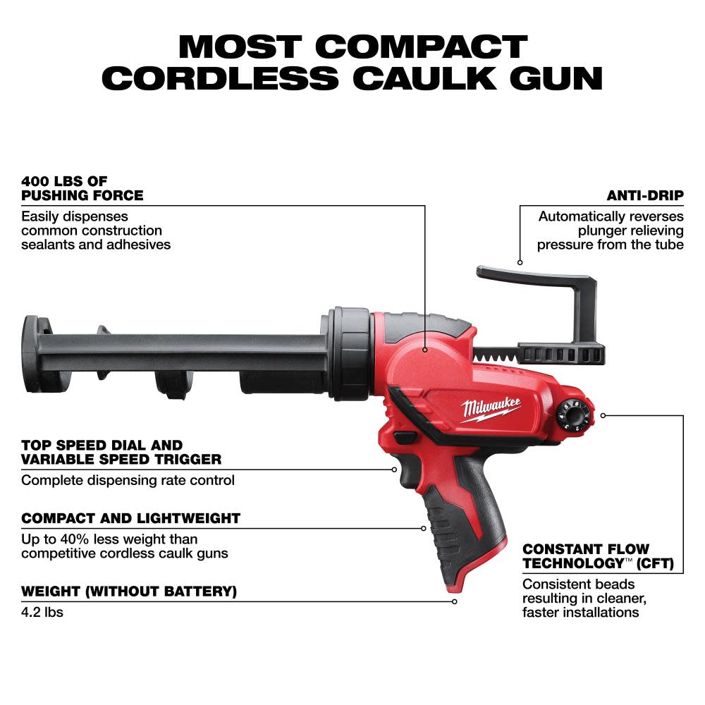 Milwaukee M12 10 oz Caulk Gun - Ascmtools