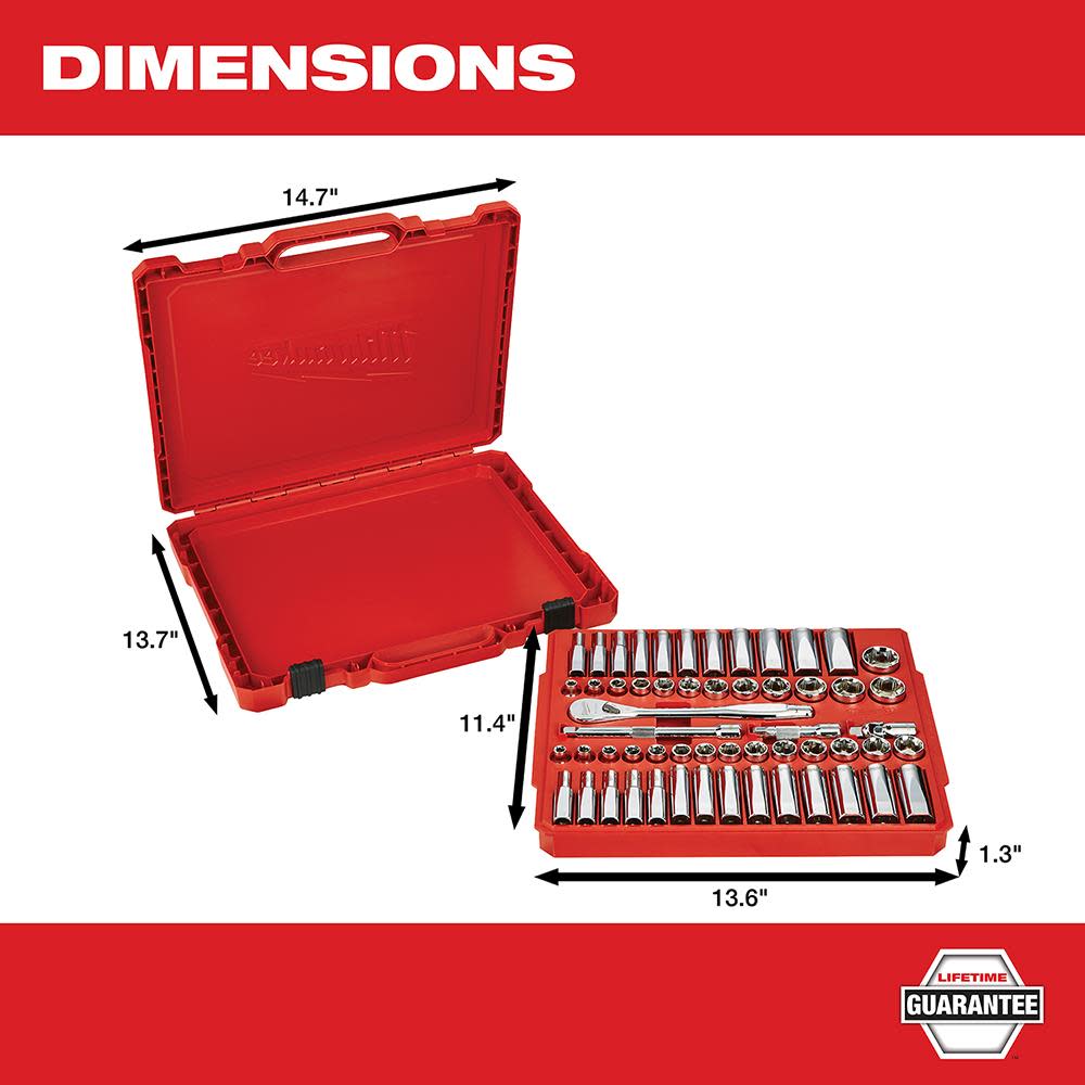 Milwaukee 3/8 in. Drive 56 pc. Ratchet & Socket Set – SAE & Metric - Ascmtools