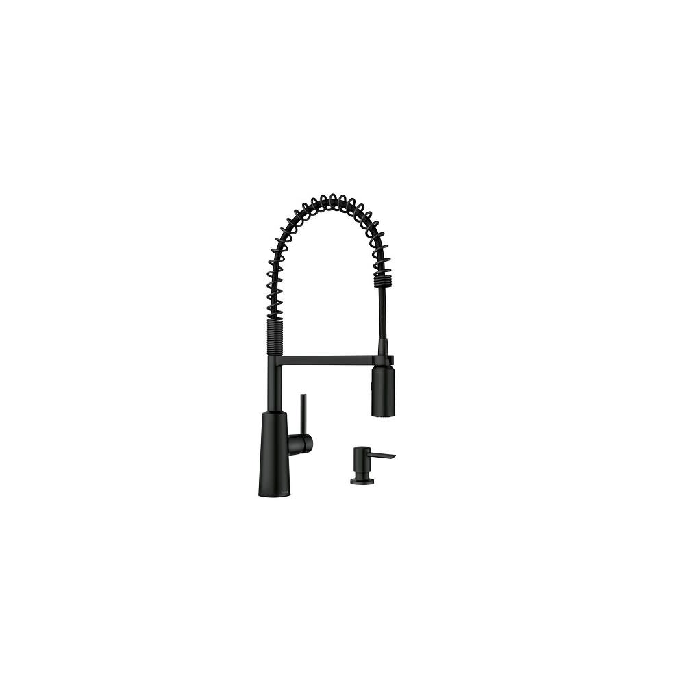 Moen Nori Kitchen Faucet Matte Black Pre Rinse Spring Pulldown - Ascmtools