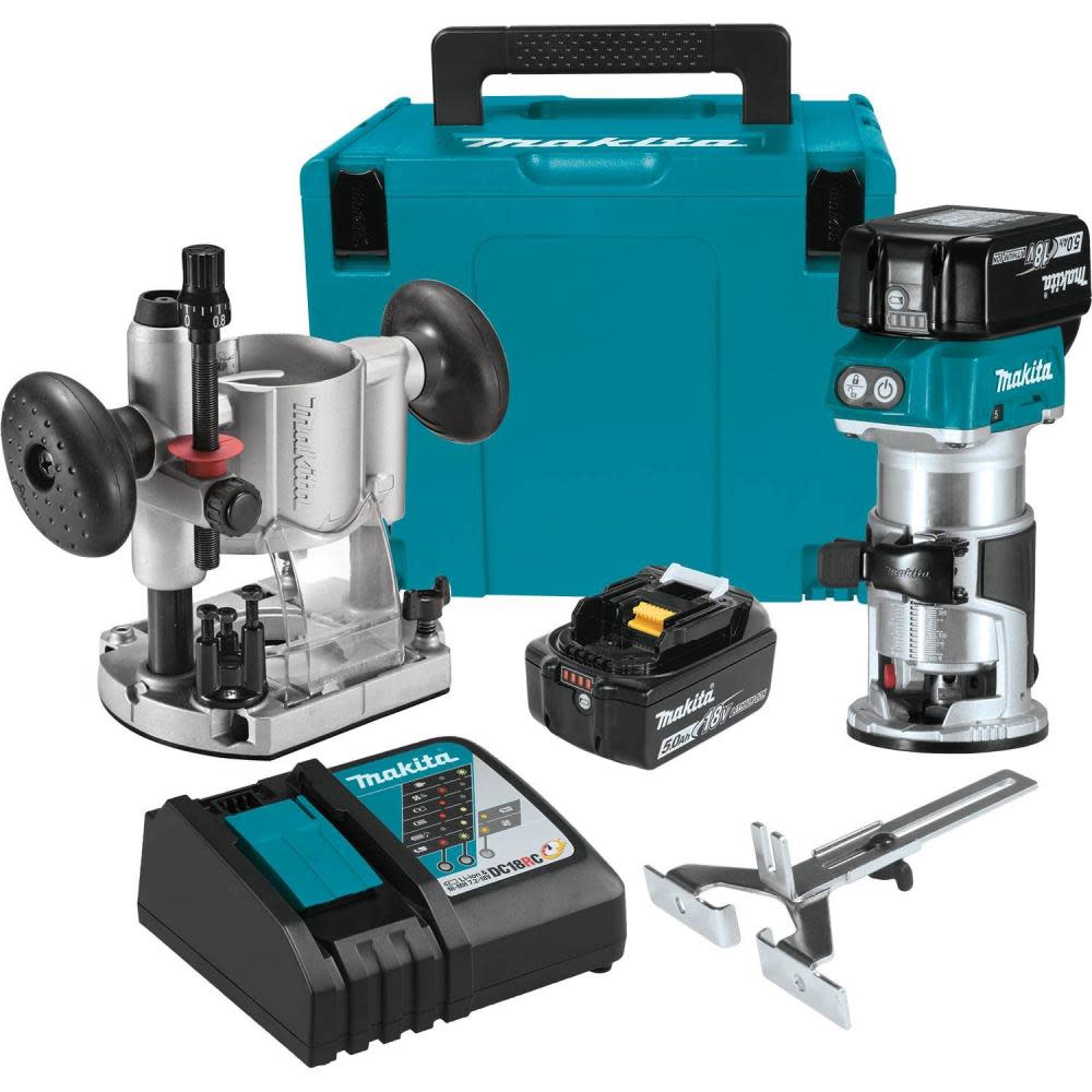 Makita 18V LXT Lithium-Ion Brushless Cordless Compact Router Kit (5.0Ah) - Ascmtools