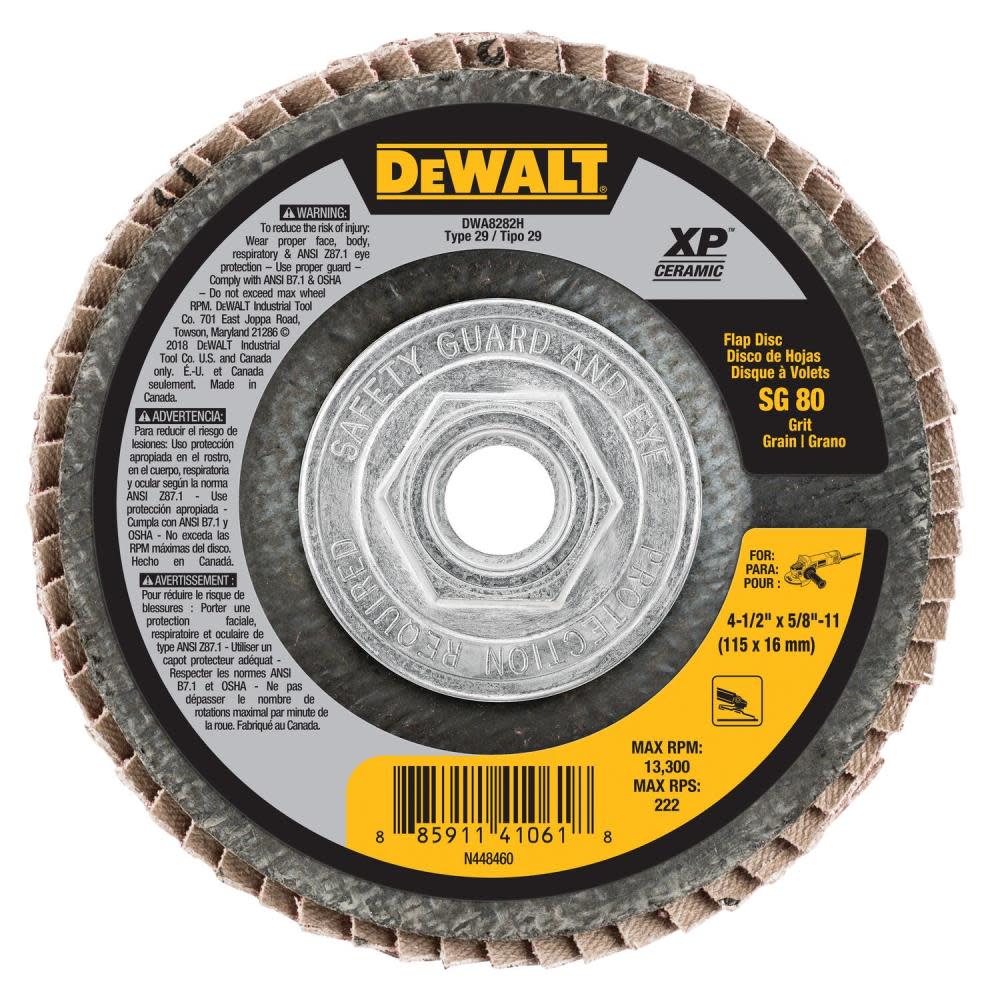 DEWALT 4 1/2″ X 5/8″ 11 SG80 T29 Ceramic Flap Disc - Ascmtools