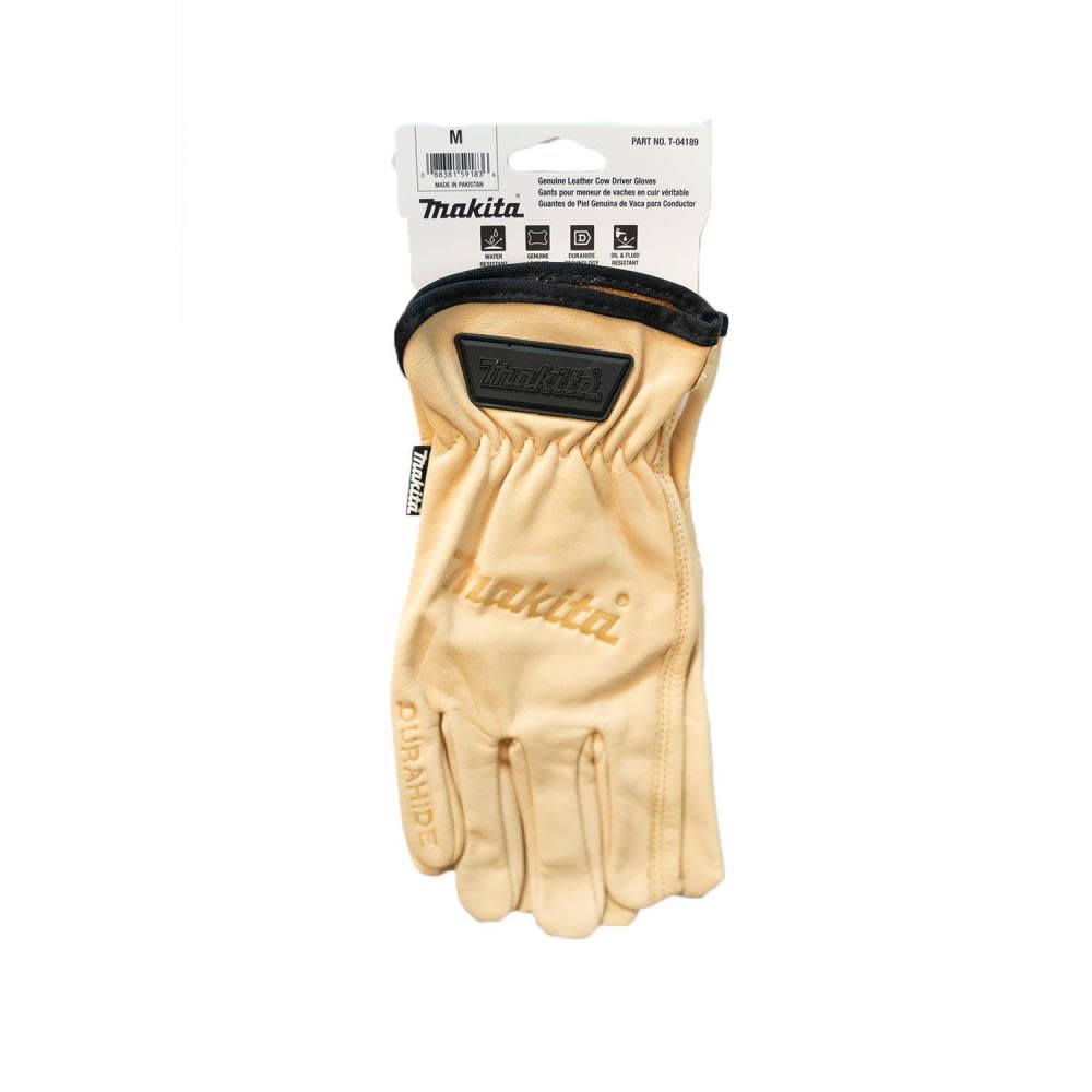 Makita Driver Gloves Genuine Leather Cow Medium - Ascmtools