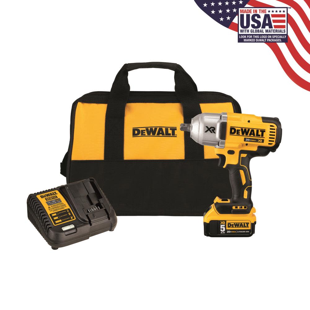 DEWALT 20V MAX XR High Torque 1/2-in Impact Wrench Kit with Detent Anvil - Ascmtools