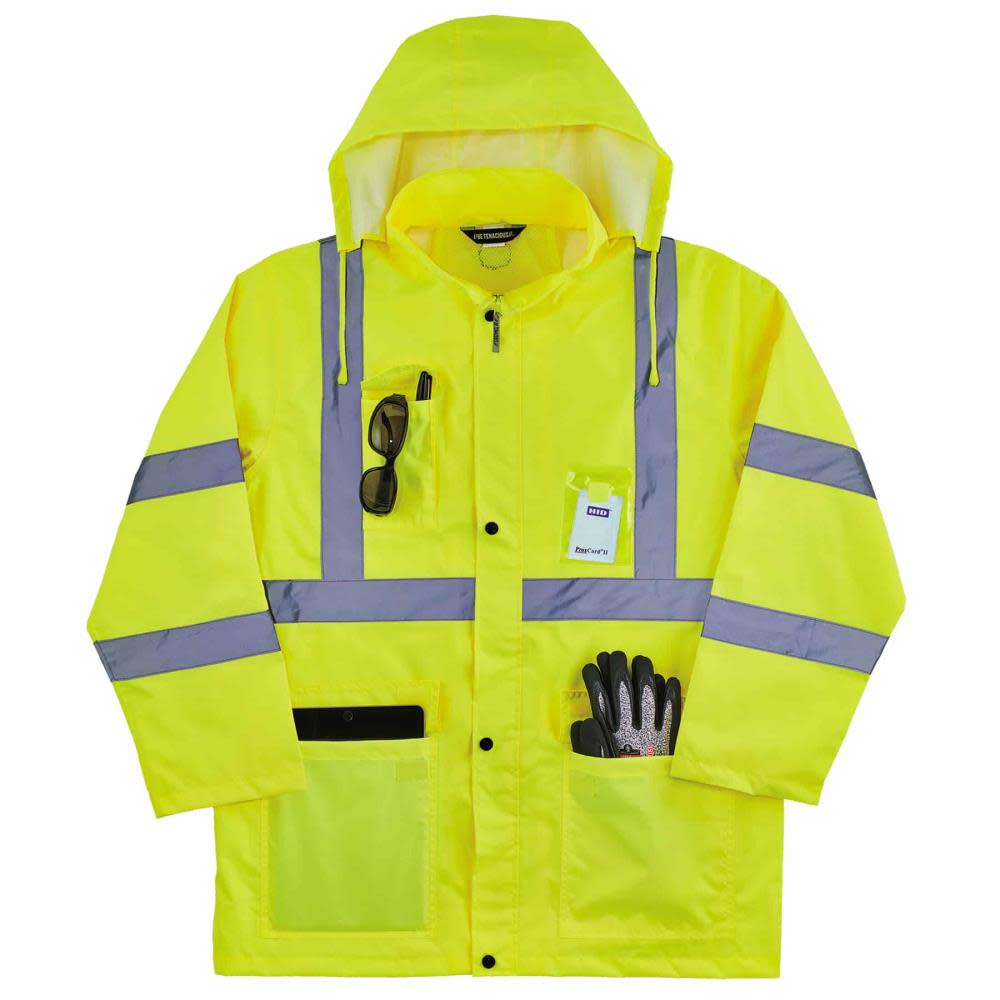 Ergodyne GloWear 8366 Lightweight Hi Vis Rain Jacket Lime 3X - Ascmtools